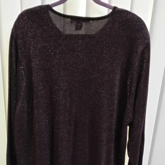 Lane Bryant Holiday Design Collection Metallic Bronze Weaving Dark Brown Sweater - Picture 6 of 9